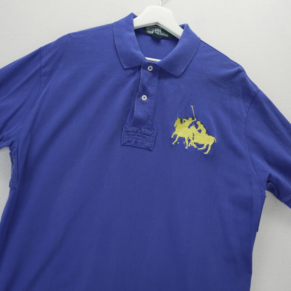 Polo Ralph Lauren Dual Player Mens Blue Big Pony Short Sleeve Polo Shirt Large